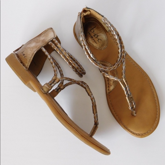 Born b.o.c. Bronze Gold Silver Strappy Braid Gladiator Sandals - Picture 2 of 8